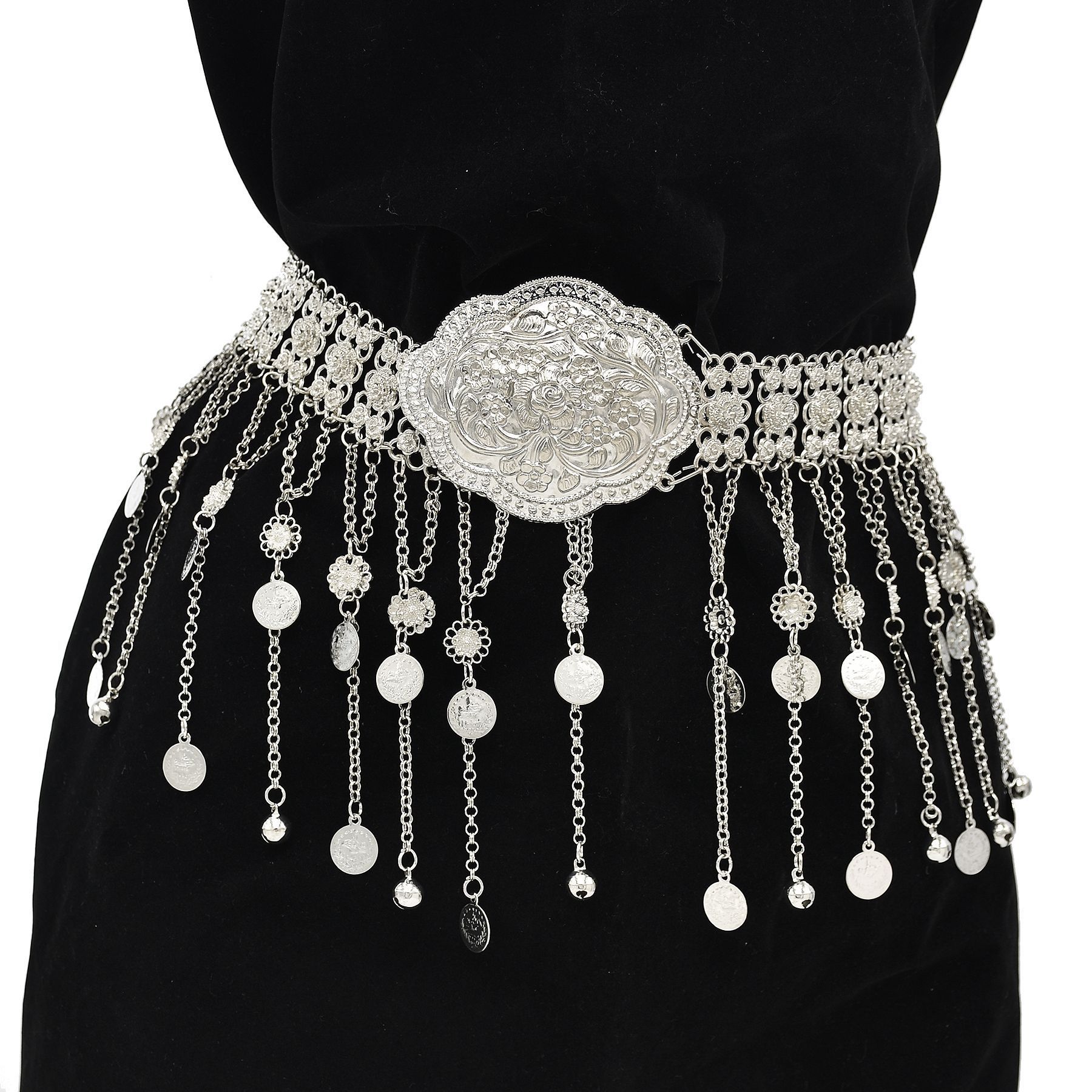 Ethnic Fashion Co In - سلاسل بطن نسائية مطلية بالفضة بتصميم