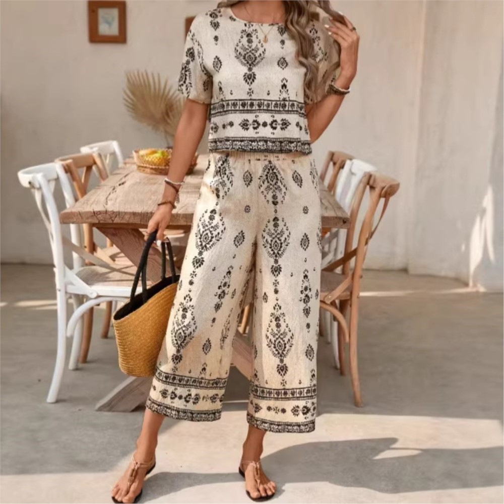 طقم نسائي عصري بطباعة عرقية ري - مراجعة New Ethnic Fashion وسعره